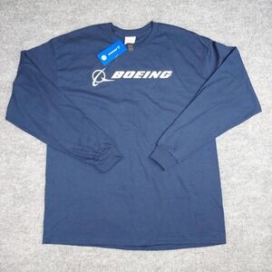 NEW Boeing Aerospace Aviation Long Sleeve T-Shirt Size XL Blue Crew Neck NWT